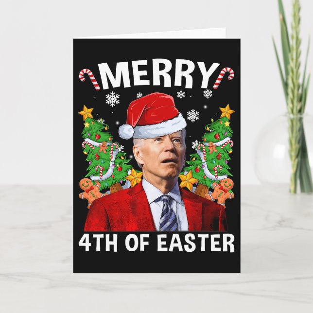 Fun Joe Biden Christmas Santa Hat Merry 4th Of Eas Card (Front)