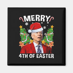 Fun Joe Biden Christmas Santa Hat Merry 4th Of Eas Magnet