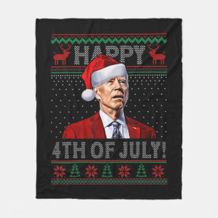 Fun Joe Biden Happy th Of July Ugly Christmas   Fleece Blanket