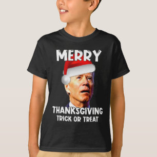 Fun Joe Biden Santa Hat Merry Thanksgiving Christm T-Shirt