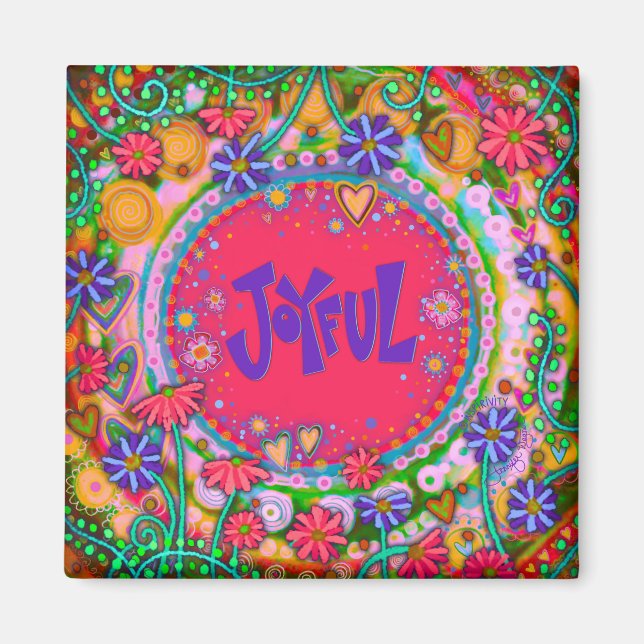 Fun Joyful Pink Pretty Floral Modern Inspirivity Magnet (Front)