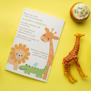 Fun Jungle Animals Baby Shower Invitation