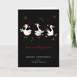 Fun Just A Jolly Goose Black Silly Santa Christmas Card