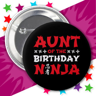 Fun Karate Party Kids Aunt of the Birthday Ninja 6 Cm Round Badge