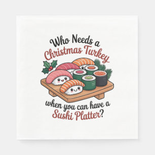 Fun Kawaii Christmas Sushi Platter Napkin