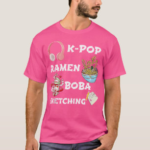 Fun Kawaii K-Pop Ramen Boba Ice Bubble Tea Sketchi T-Shirt
