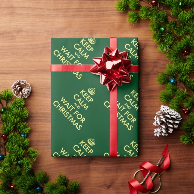 Fun Keep Calm and wait for Christmas humourous Wrapping Paper (Holiday Gift)