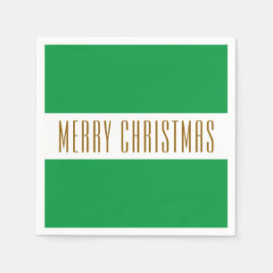 Fun Kelly Green White Stripes MERRY CHRISTMAS Napkin