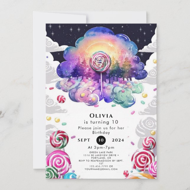 Fun Kids Candyland Birthday Invitation (Front)