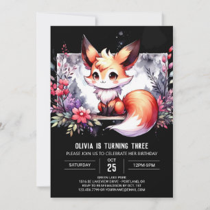  Fun Kids Fox Birthday digital Invitation
