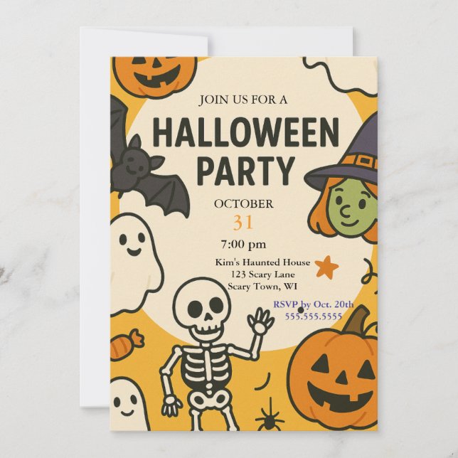 Fun Kids Halloween Party Invitation (Front)