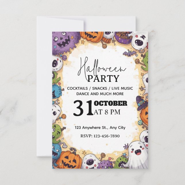 Fun Kids’ Halloween Party Invitation – Editable  (Front)