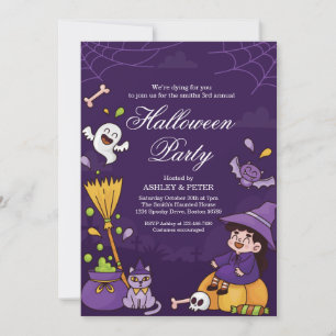 Fun Kids Halloween Party Invitation Ghost Pumpkin