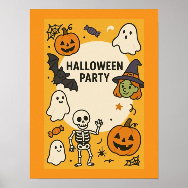 Fun Kids Halloween Party Poster (Front)
