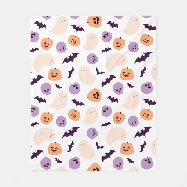 Fun Kids Halloween Pattern Fleece Blanket (Front)