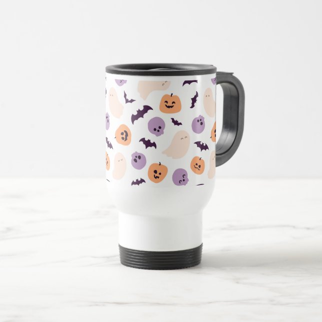 Fun Kids Halloween Pattern Travel Mug (Front Right)
