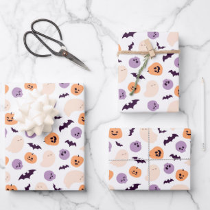 Fun Kids Halloween Pattern Wrapping Paper Sheet