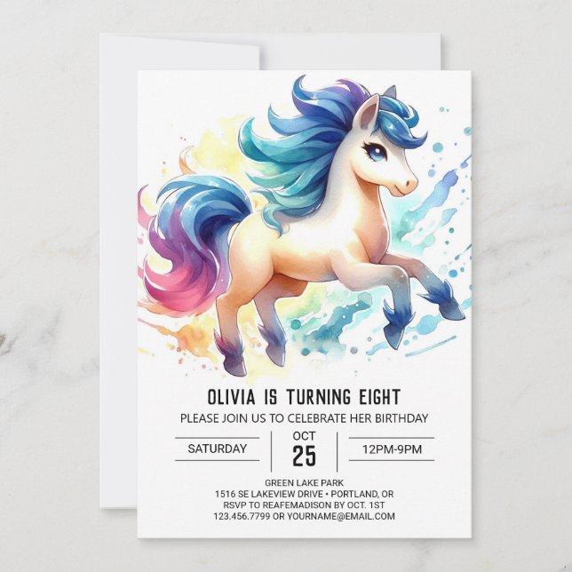 Fun Kids Horse Birthday Invitation (Front)