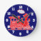 Fun kids name train red and navy blue wall clock