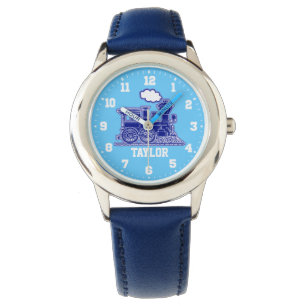 Fun kids named blue train wrist watch