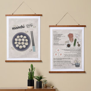 Fun Kimchi Dumpling Recipe Korean Food Hanging Tapestry