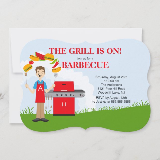 Fun King of the Grill Barbecue Party invitation (Front)