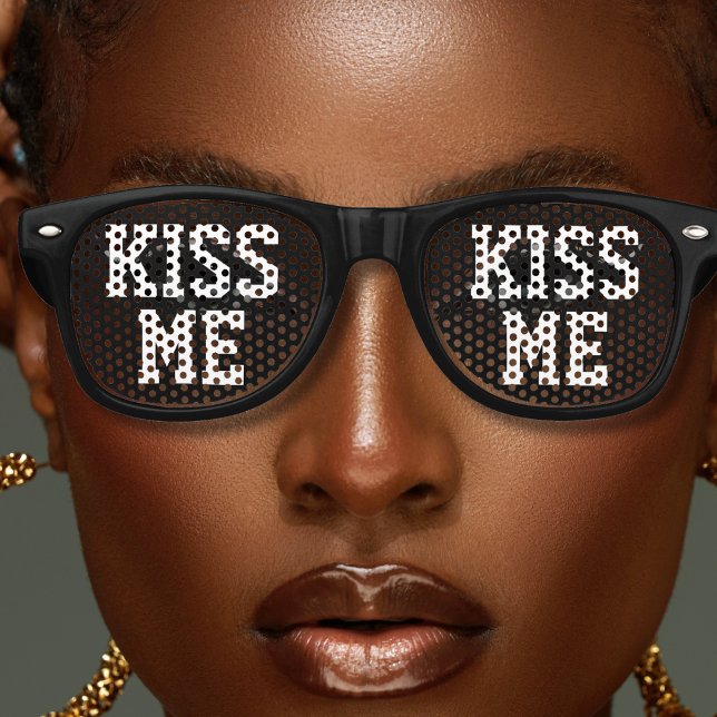Fun Kiss Me Party Bold Letter Black Retro Sunglasses (kiss me black retro sunglasses)