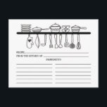 Fun Kitchen Gadgets Bridal Shower Recipe Cards<br><div class="desc">Cute Bridal Shower Kitchen Recipe Cards featuring black & white sketches of plates, pots, bowls & kitchen utensils. The front of our recipe card offers room for a recipe title, from the kitchen of and ingredients space. Flip our recipe card over to view directions, prep time & total time. Visit...</div>