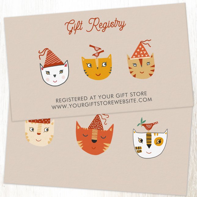 Fun Kitty Cat Baby Shower Gift Registry Enclosure Card (Fun party cat baby shower gift registry website details enclosure card)