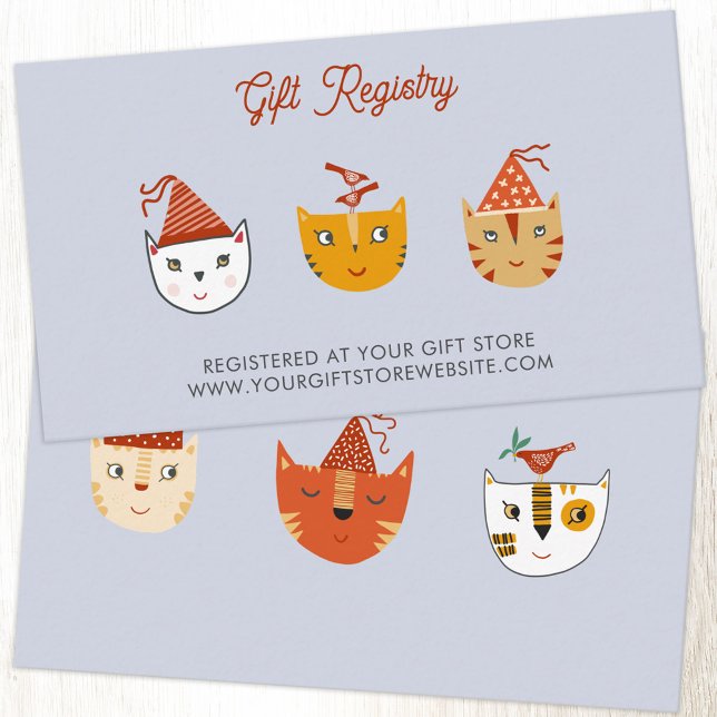 Fun Kitty Cat Baby Shower Gift Registry Enclosure Card (Fun party cat baby shower gift registry website details enclosure card)