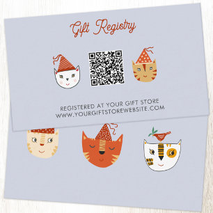 Fun Kitty Cat Baby Shower Gift Registry QR Code Enclosure Card
