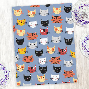 Fun Kitty Cat Pattern Postcard