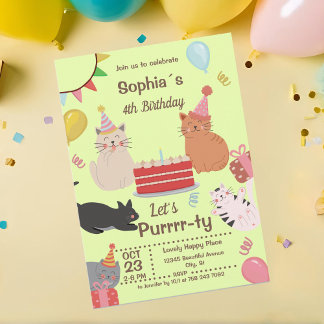 Fun Kitty Cats Birthday Party Invitation