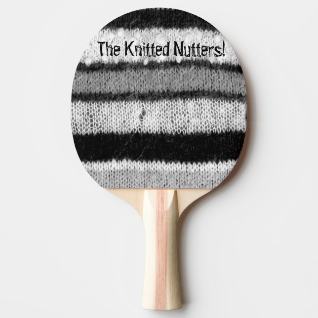 fun knitted black and white stripes ping pong paddle (Front)