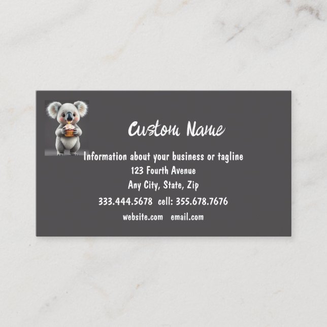 Fun Koality Party Birthday Business Koala bear Business Card (Front)