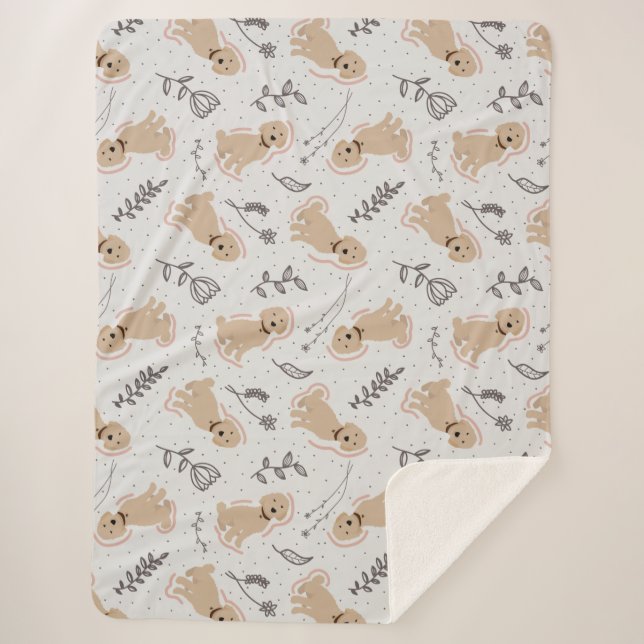 Fun Labradoodle Hand Drawn Sherpa Blanket (Front)