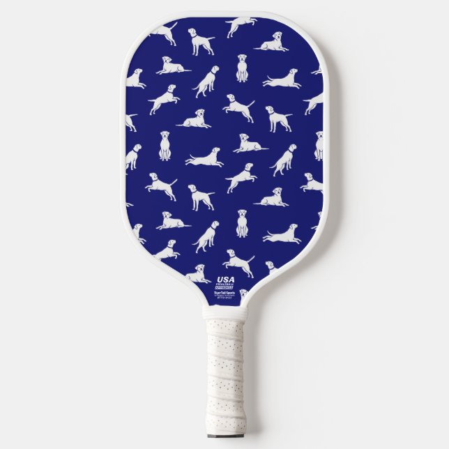 Fun Labrador Retriever Lab Dog Custom Text Blue Pickleball Paddle (Front)