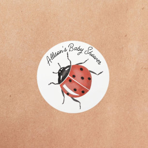 Fun ladybug Baby Shower  Classic Round Sticker
