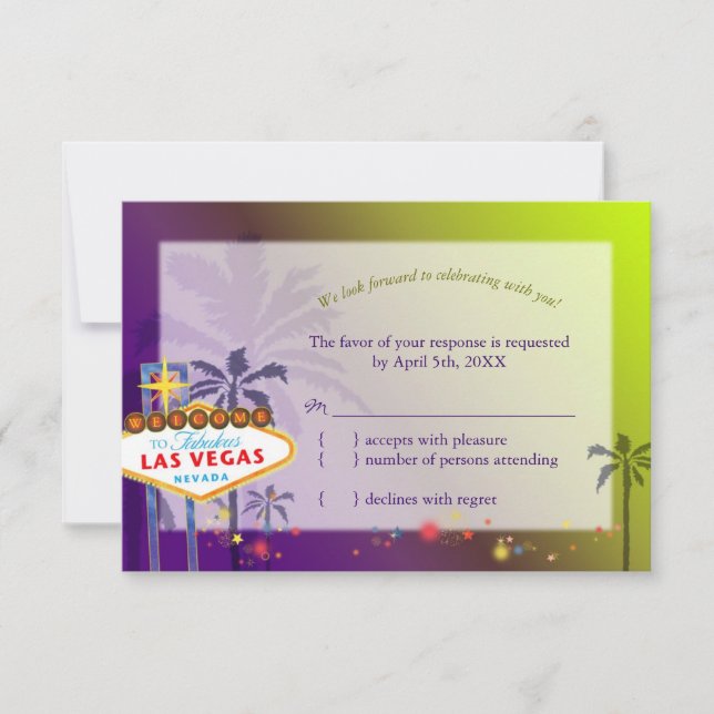 Fun Las Vegas Destination Wedding RSVP (Front)