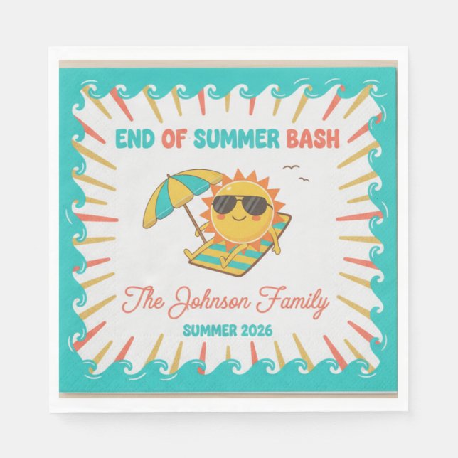 Fun Last Splash End of Summer Backyard BBQ Paper N Napkin (Front)