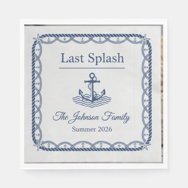 Fun Last Splash End of Summer Backyard BBQ Paper N Napkin (Front)