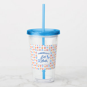 Fun "Last Splash" Theme Personalised Bachelorette Acrylic Tumbler