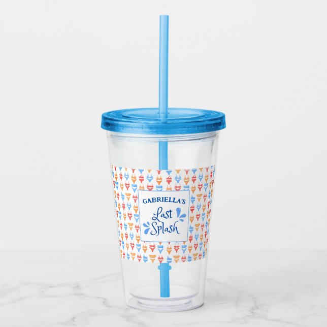 Fun "Last Splash" Theme Personalised Bachelorette Acrylic Tumbler (Front)