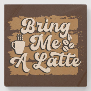 Fun latte word art stone coaster