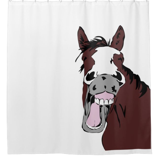 Fun Laughing Horse Cartoon Farm Animal art Shower Curtain (Front)