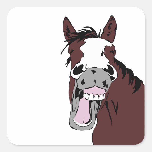 Fun Laughing Horse Head Logo Square Sticker (Front)