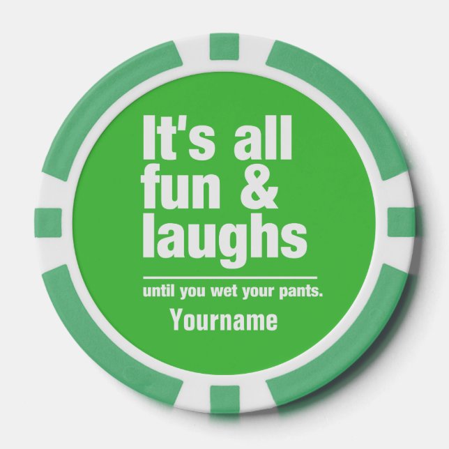 FUN & LAUGHS custom color poker chips (Front)