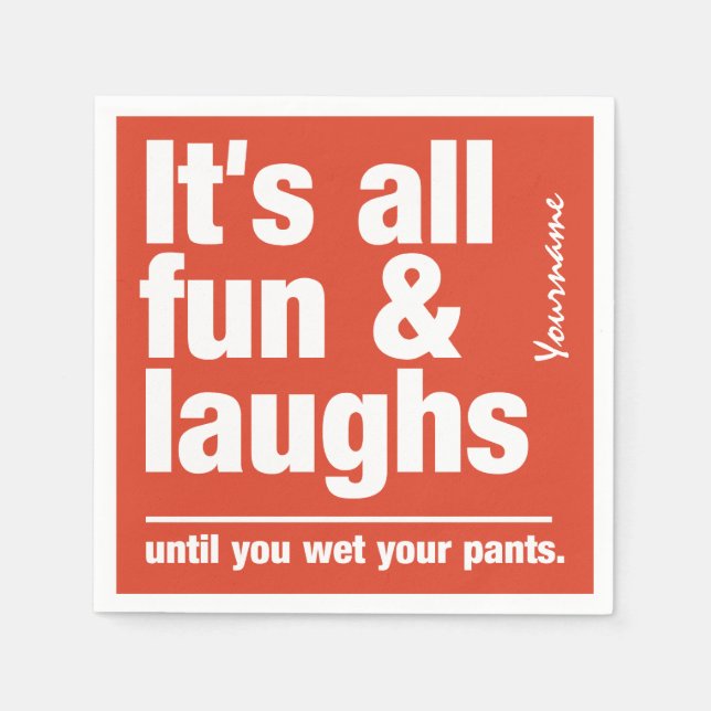 FUN & LAUGHS custom colour paper napkins (Front)