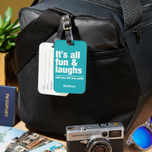 FUN & LAUGHS custom name & colour Luggage Tag