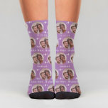Fun Lavender Newlyweds Photo Pattern  Socks<br><div class="desc">These fun lavender newlyweds photo pattern wedding socks feature the couple's photo and white hearts in an offset pattern and their names and wedding date! These are perfect for the groom as he walks down the aisle, as a gift for the bride or bridal party favour, or as a bridal...</div>